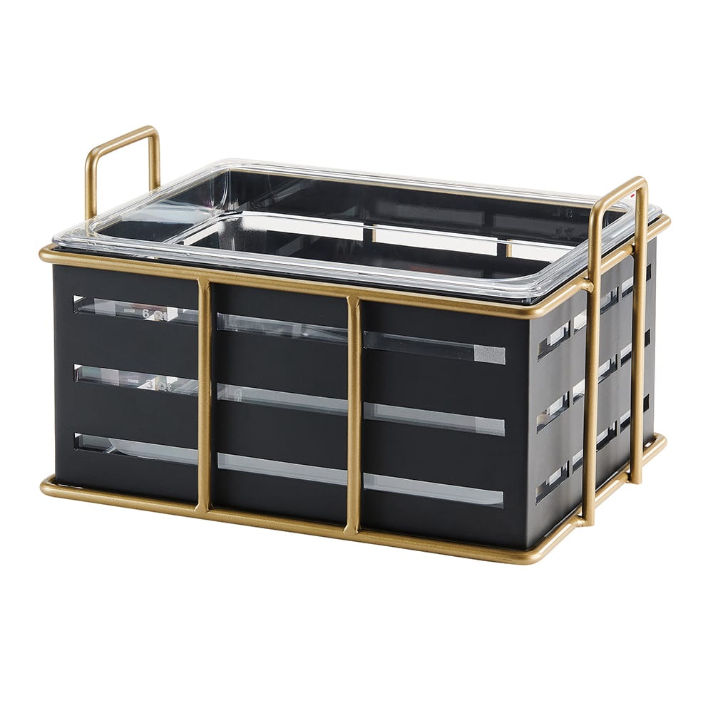 Cal-Mil 22085-10-90 Ice Housing w/ Clear Plastic Ice Pan - 13 3/4"W x 11"D x 6 3/4"H, Wire Frame, Black/Gold