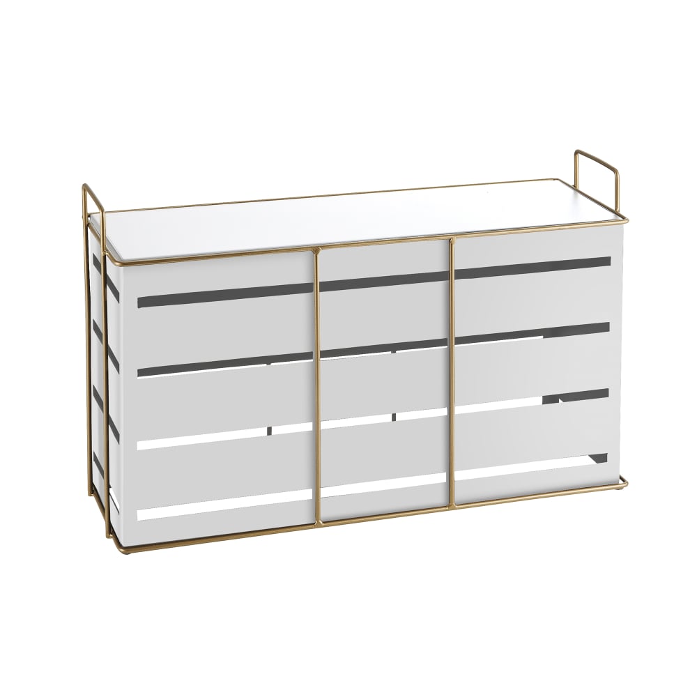 Cal-Mil 22087-13-15 Rectangular Empire Riser - 20 1/2" x 7" x 13"H, Metal, White/Gold