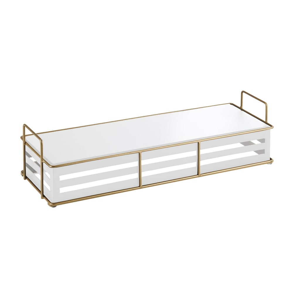 Cal-Mil 22087-5-15 Rectangular Empire Riser - 20 1/2" x 7" x 5"H, Metal, White/Gold