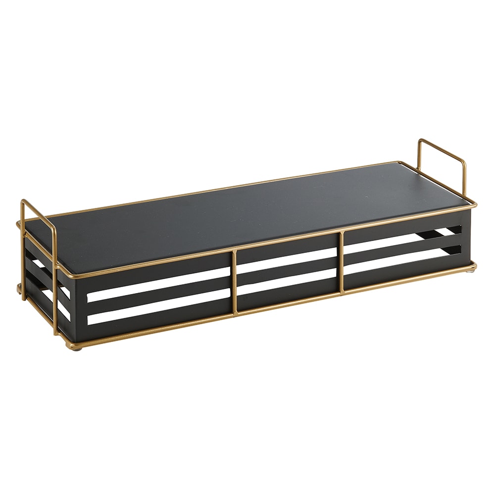 Cal-Mil 22087-5-90 Rectangular Empire Riser - 20 1/2"L x 7"W x 5"H, Metal, Black/Gold
