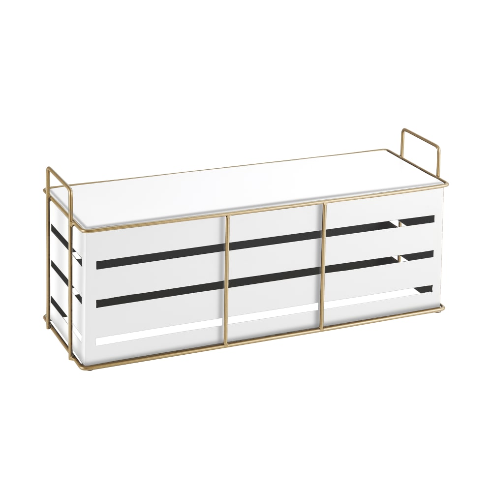 Cal-Mil 22087-9-15 Rectangular Empire Riser - 20 1/2" x 7" x 9"H, Metal, White/Gold