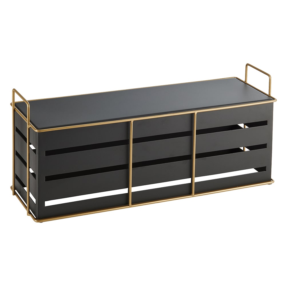 Cal-Mil 22087-9-90 Rectangular Empire Riser - 20 1/2"L x 7"W x 9"H, Metal, Black/Gold