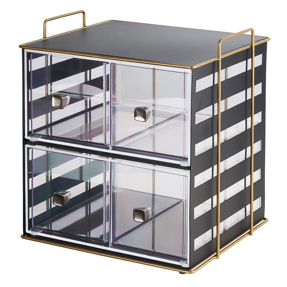 Cal-Mil 22088-90 4 Drawer Bread Display Case - 13"W x 11 1/4"D x 13 1/4"H, Acrylic/Steel, Black