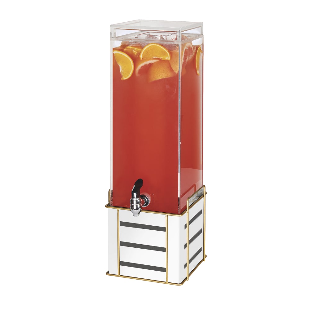 Cal-Mil 22090-3-15 3 gal Beverage Dispenser w/ Ice Chamber - Acrylic Container, White Steel Base