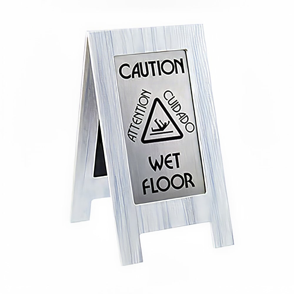 Cal-Mil 22094 Double Sided "Wet Floor" Sign - 13"W x 23"H, Wood/Steel, White Wash