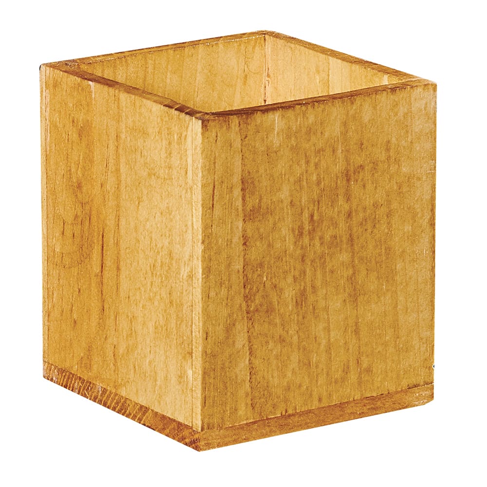 Cal-Mil 22110-99 1 Compartment Stir Stick Holder - 3 3/4" x 3 3/4" x 6 1/4", Rustic Pine