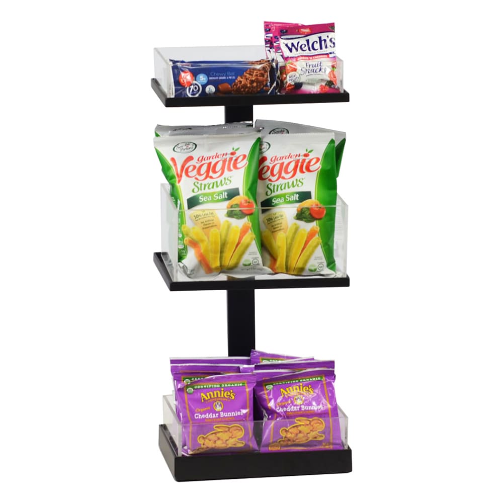 Cal-Mil 22319-13 3 Tier Merchandising Stand - 9 1/2"W x 7"D x 20 1/2"H, Metal, Black