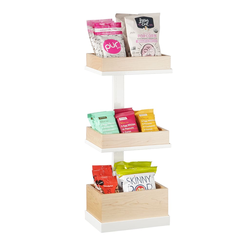 Cal-Mil 22319-15 3 Level Merchandising Stand - 9 1/2"W x 7"D x 20 1/2"H, Metal, White