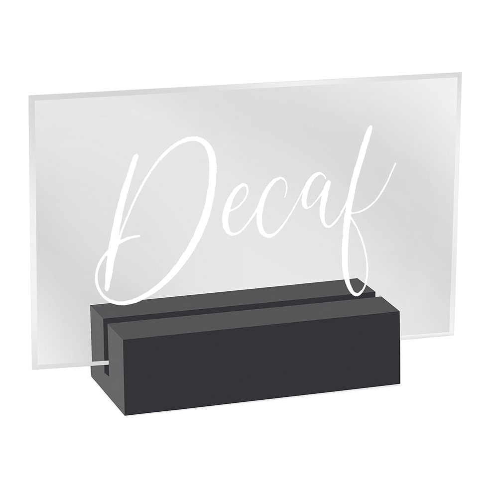 Cal-Mil 22336-2-13 Decaf Tabletop Sign - 3 1/2"L x 1"W x 2 1/2"H, Acrylic/Black Wood