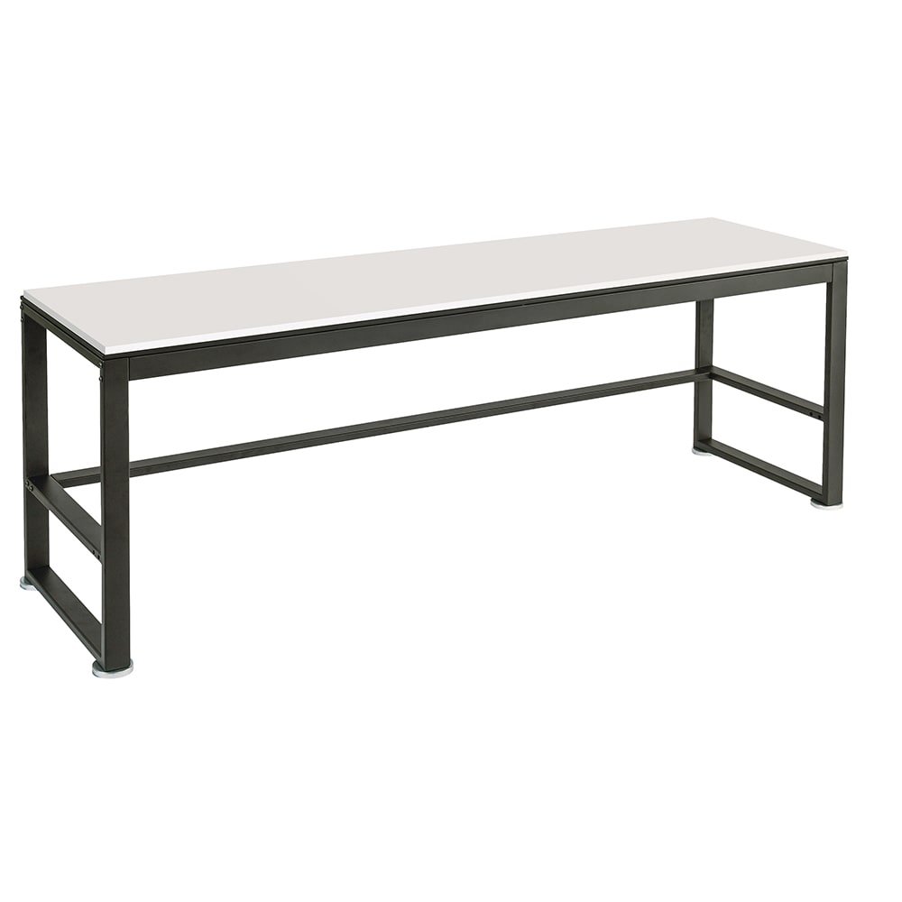 Cal-Mil 22341-64-15 2 Tier Merchandising Table w/ White Top & Metal Frame - 64 1/2"W x 18"D x 24 1/4"H