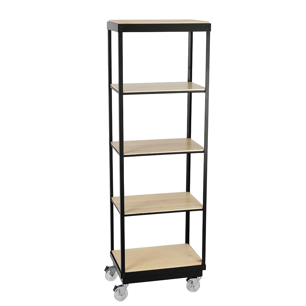 Cal-Mil 22343-5-71 5 Tier Merchandising Cart w/ Maple Shelves & Metal Frame - 24"W x 16"D x 72"H