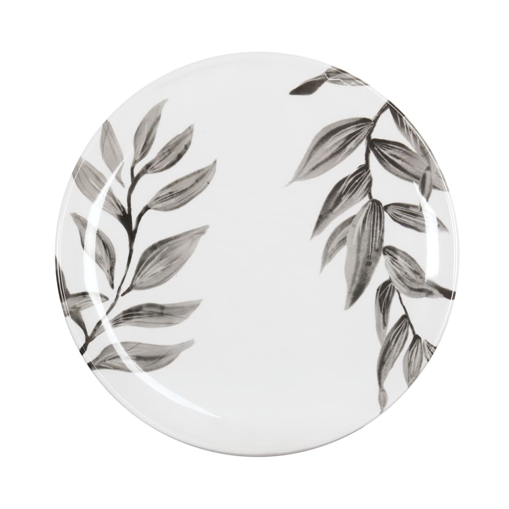 Cal-Mil 22351-10-118 10" Round Melamine Dinner Plate, White/Black