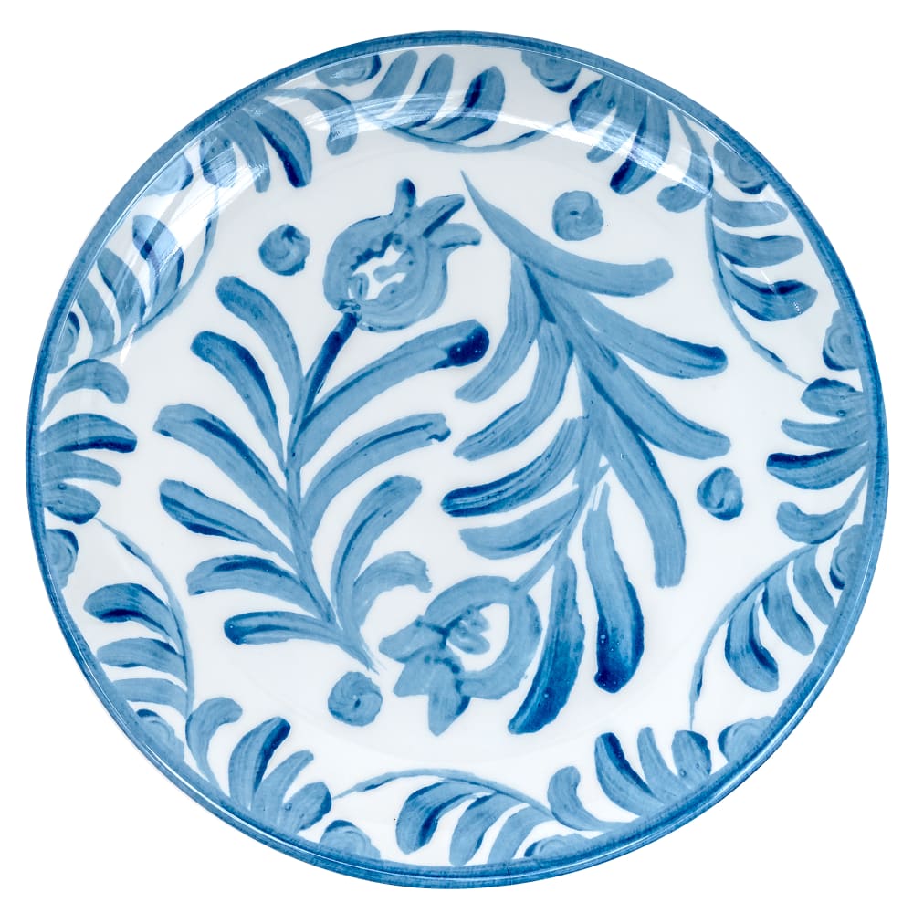 Cal-Mil 22351-7-104 7" Round Melamine Dinner Plate, White/Blue