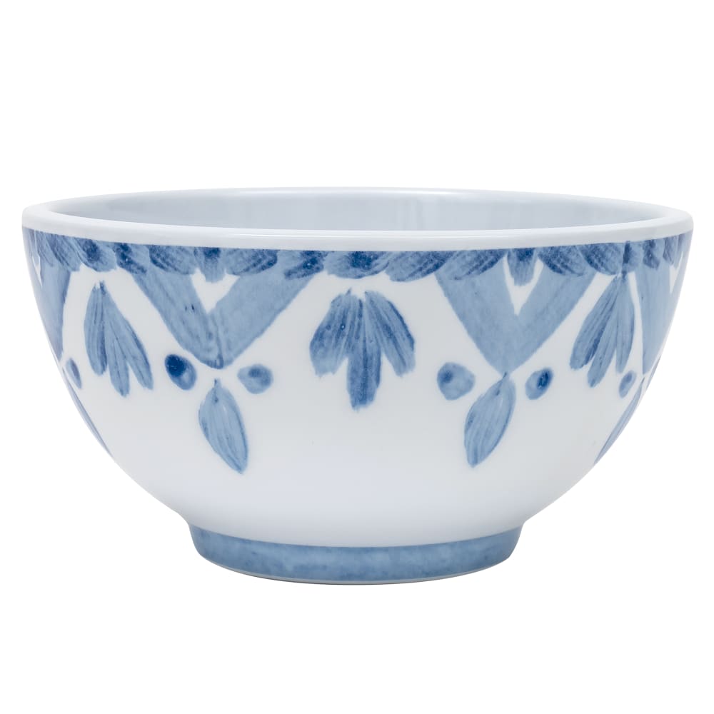Cal-Mil 22354-4-104 8 oz Round Melamine Bowl, White/Blue