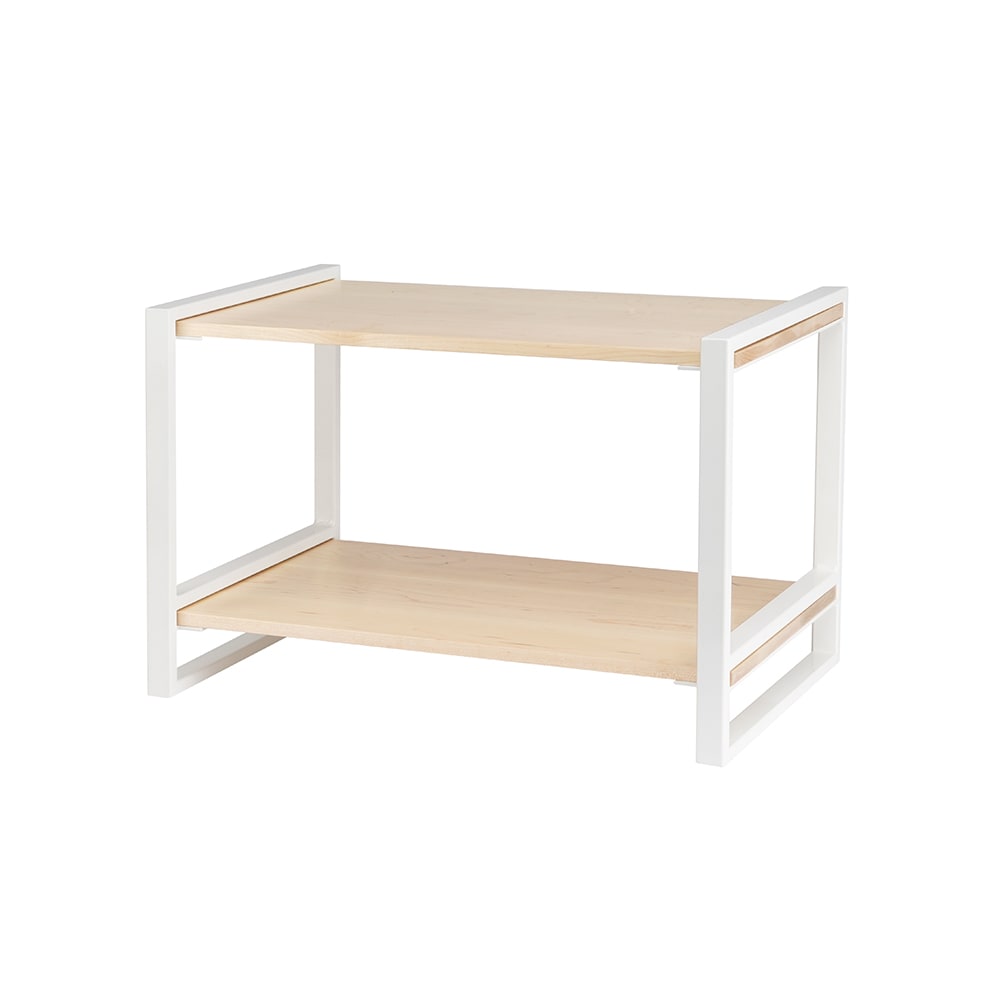 Cal-Mil 22356-2-15 2 Tier Display Riser - Maple Wood w/ White Metal Frame, 22"L x 13 1/4"W x 14 1/2"H