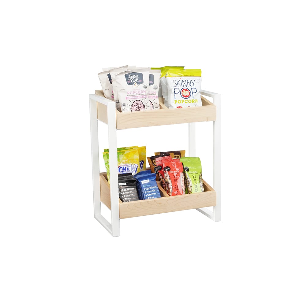 Cal-Mil 22357-15 2 Tier Display Riser w/ (8) Compartments - 16"L x 9"W x 18"H, Maple Wood/White Metal