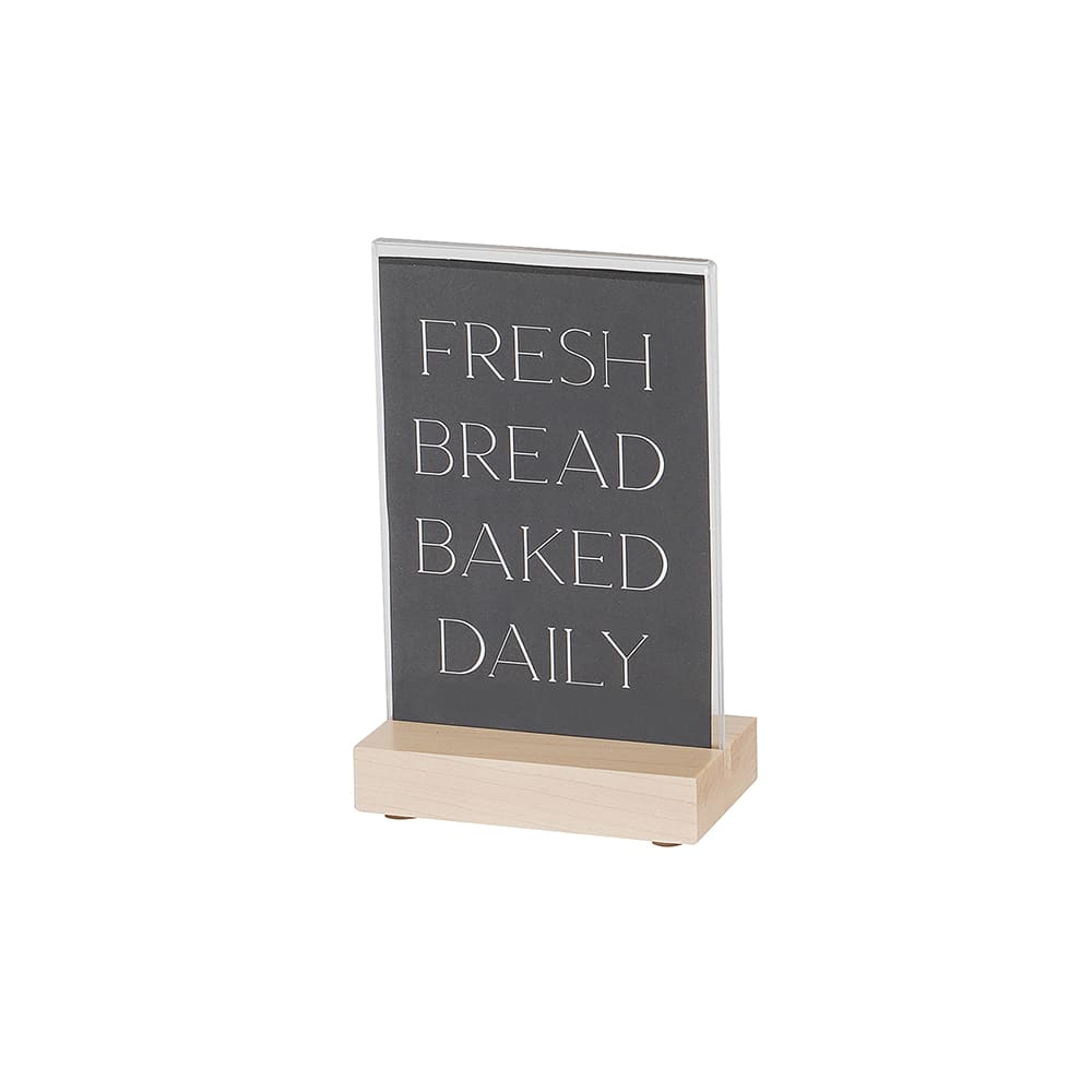 Cal-Mil 22361-46-71 Tabletop Sign w/ Acrylic Insert & Maple Wood Base - 4" x 6"