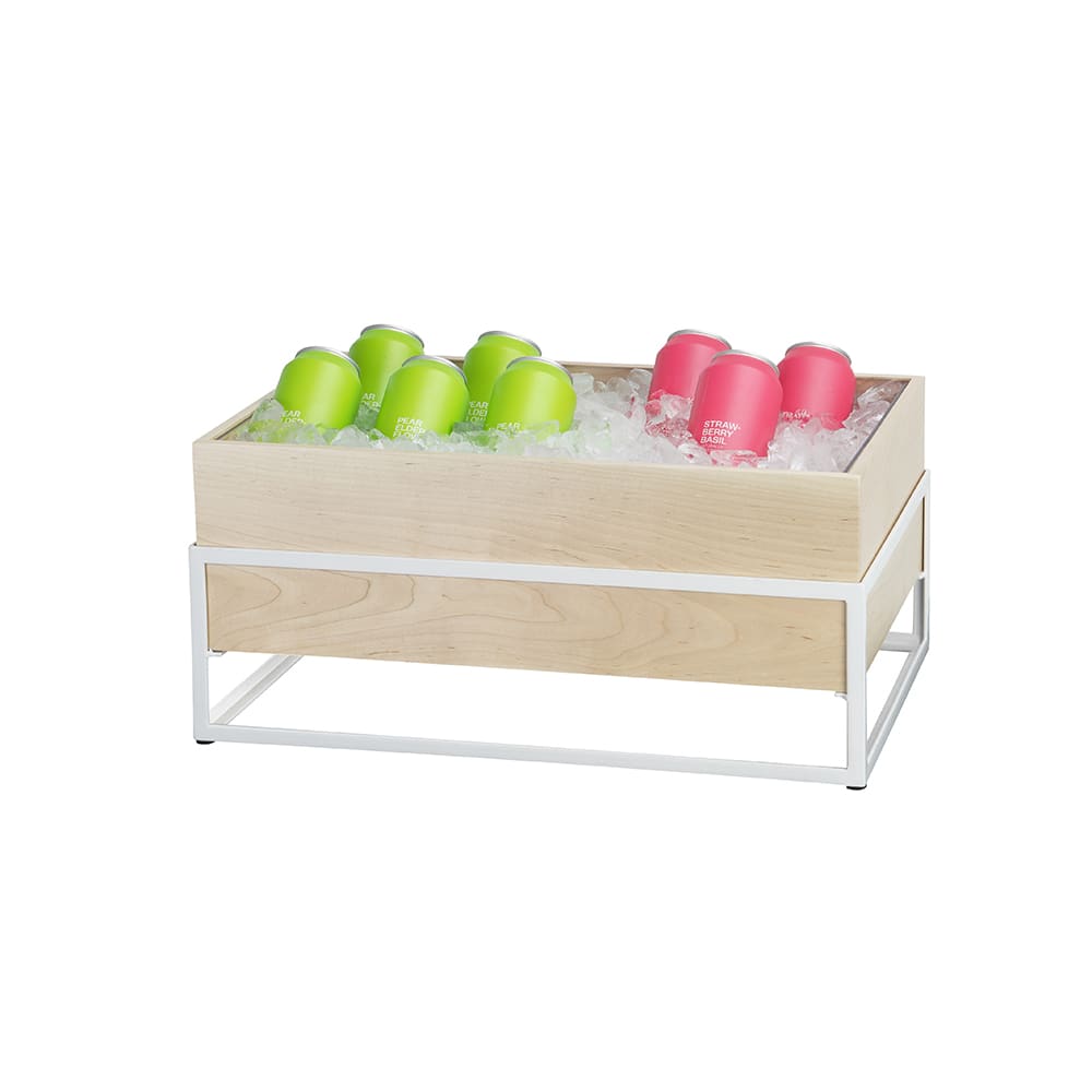 Cal-Mil 22362-12-15 Rectangular Ice Housing w/ Maple Wood Pan - 20 1/4"L x 12 1/2"W x 9 1/4"H, White Metal Frame