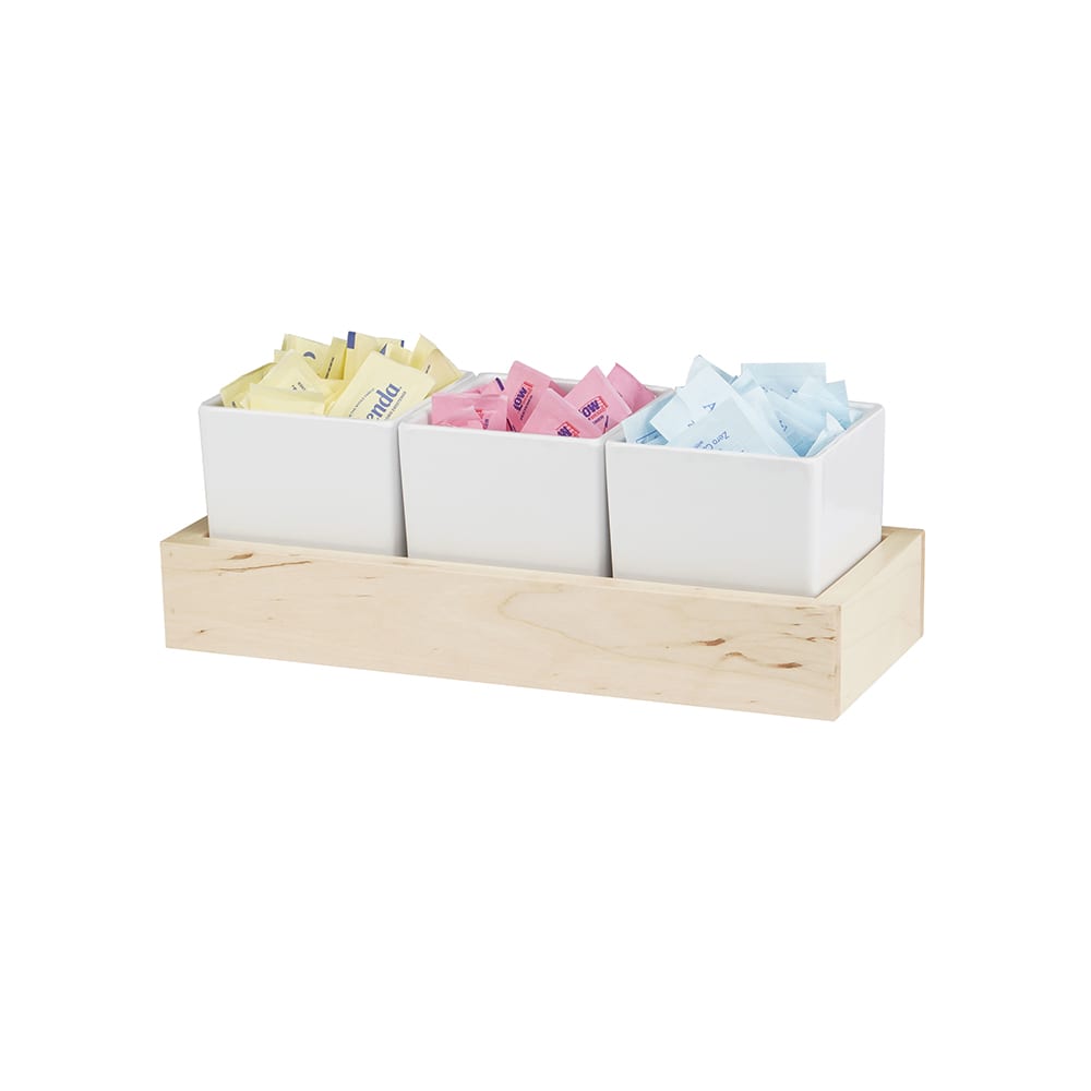 Cal-Mil 22376-3-71 Rectangular 3 Compartment Condiment Jar Display - White/Beige