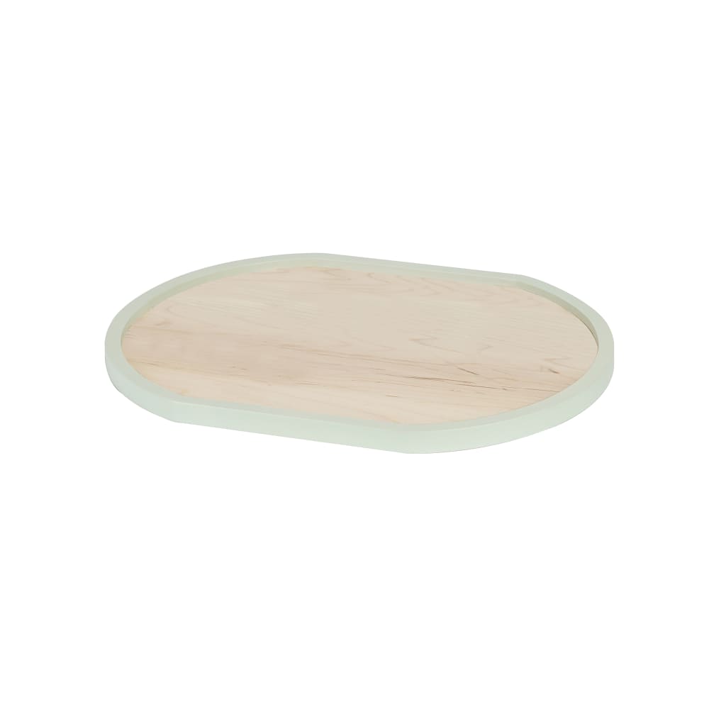 Cal-Mil 22379-1316-107 Oval Serving Tray - 13" x 16", Blonde Maple w/ Matcha Rim