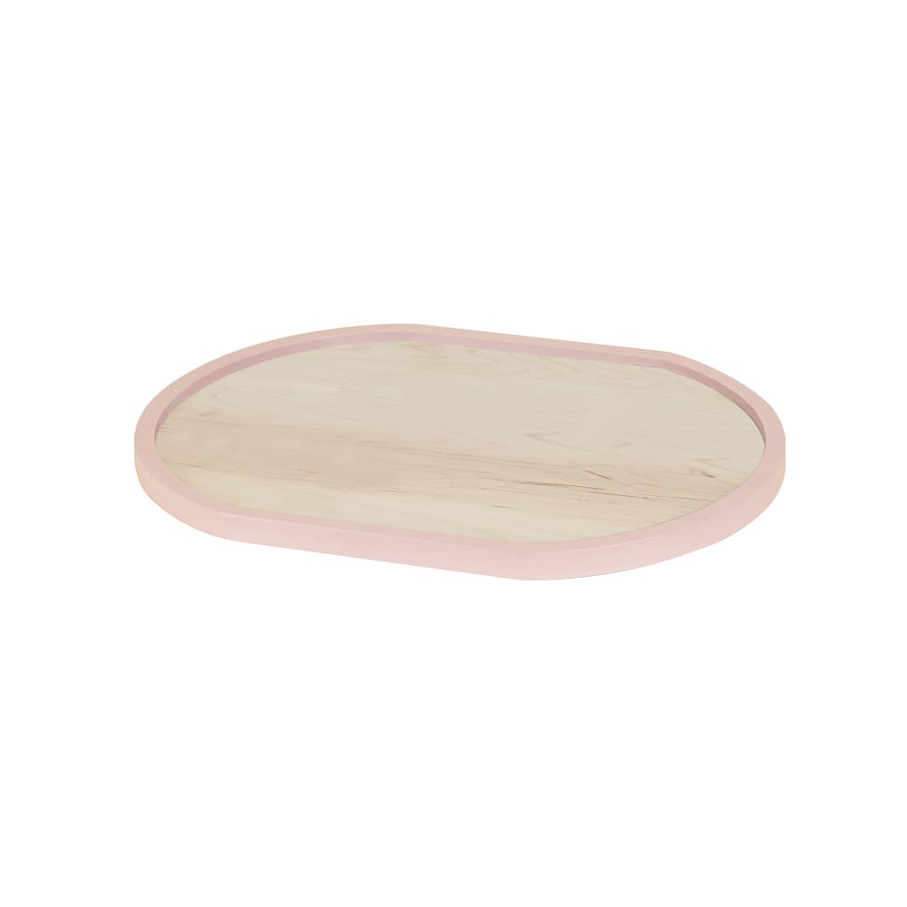 Cal-Mil 22379-1622-108 Oval Serving Tray - 16" x 22", Blonde Maple w/ Blush Rim