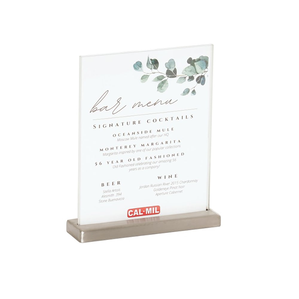 Cal-Mil 22385-811-55 Tabletop Sign Holder - 9 1/4" x 11 1/4", Stainless Steel