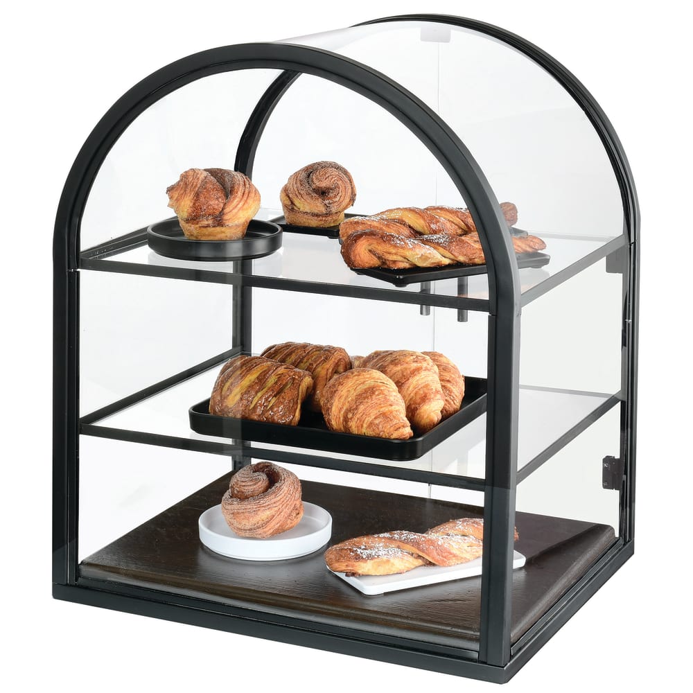 Cal-Mil 22410-112 3 Tier Pastry Display Case w/ Rear Doors - 21"W x 18 1/2"D x 25 3/4"H, Oak, Vintage Dark