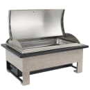 Cal-Mil 22415-110 Full Size Chafer w/ Roll-Top Lid & Chafing Fuel Heat - Gray Washed Pine Wood/Black Metal thumbnail 2