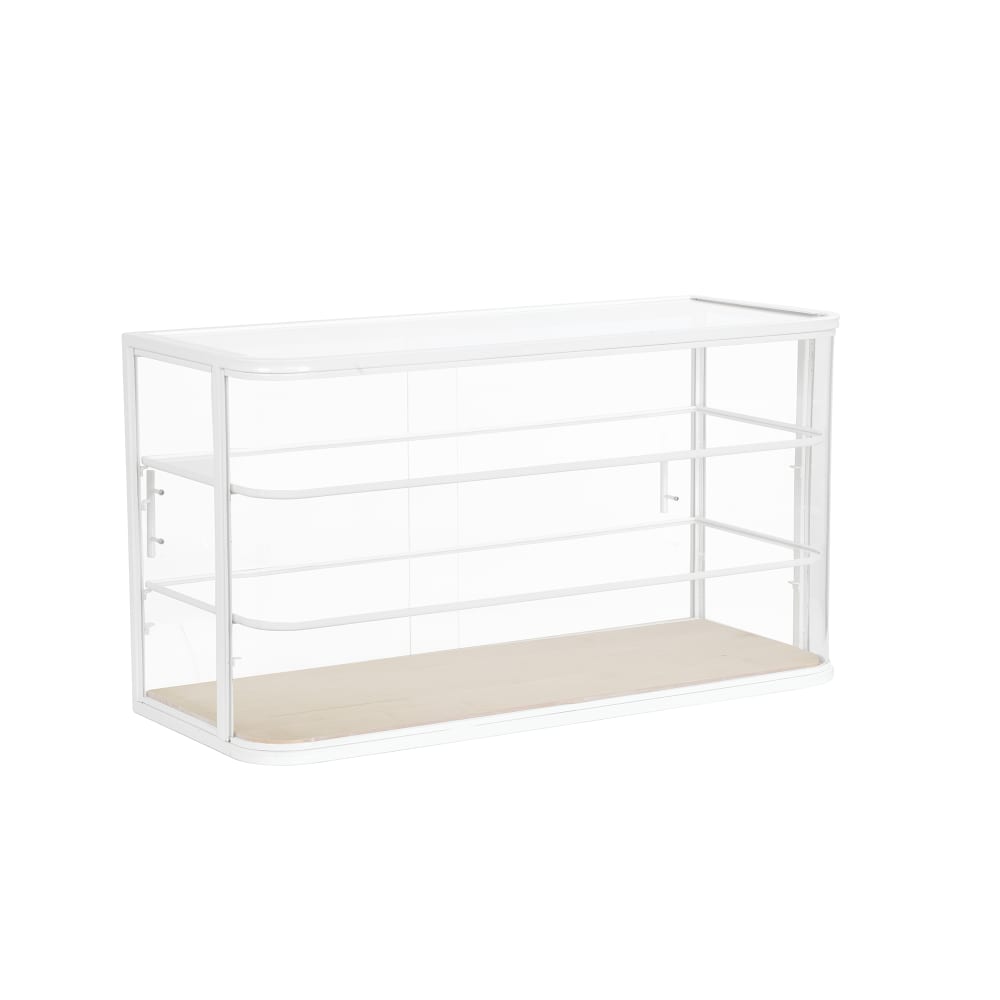 Cal-Mil 22416-71 3 Tier Pastry Display Case - 42" x 17" x 23"H, Pine Wood/ White Metal