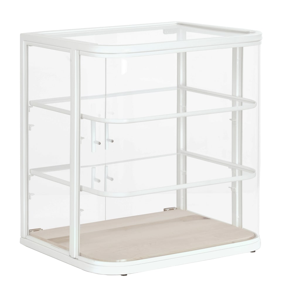 Cal-Mil 22417-71 3 Tier Pastry Display Case - 21" x 17" x 23 1/4"H, Pine Wood/ White Metal