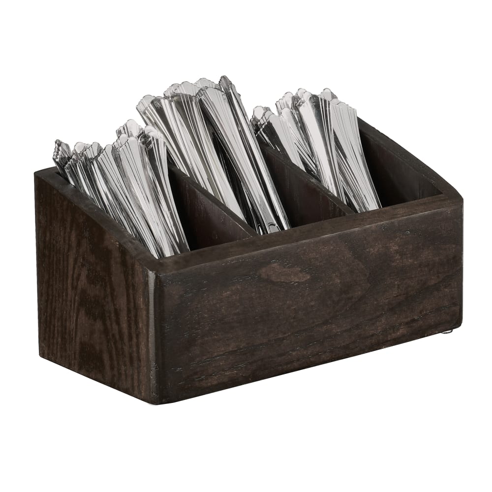 Cal-Mil 22424-112 Cutlery Holder w/ 3 Slots - 10 1/2"W x 5 1/2"D x 5"H, Oak Wood, Dark