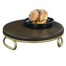 Cal-Mil 22425-3-112 12" Round Display Riser - 3"H, Dark Stained Oak Wood/Matte Gold Wire Base thumbnail 2