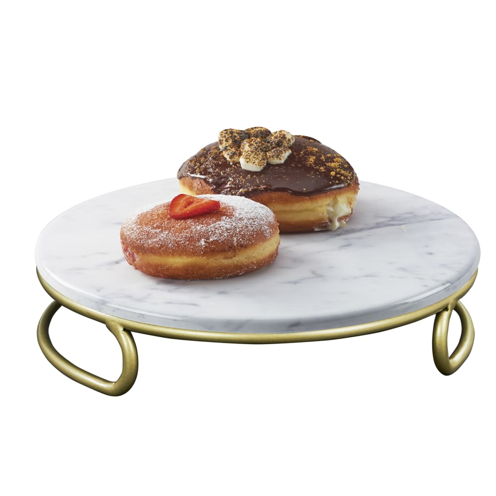 Cal-Mil 22425-3-81M 12" Round Display Riser - 3'H, Marble Melamine/Matte Gold Wire Base