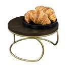 Cal-Mil 22425-6-112 12" Round Display Riser - 6"H, Dark Stained Oak Wood/Matte Gold Wire Base thumbnail 2