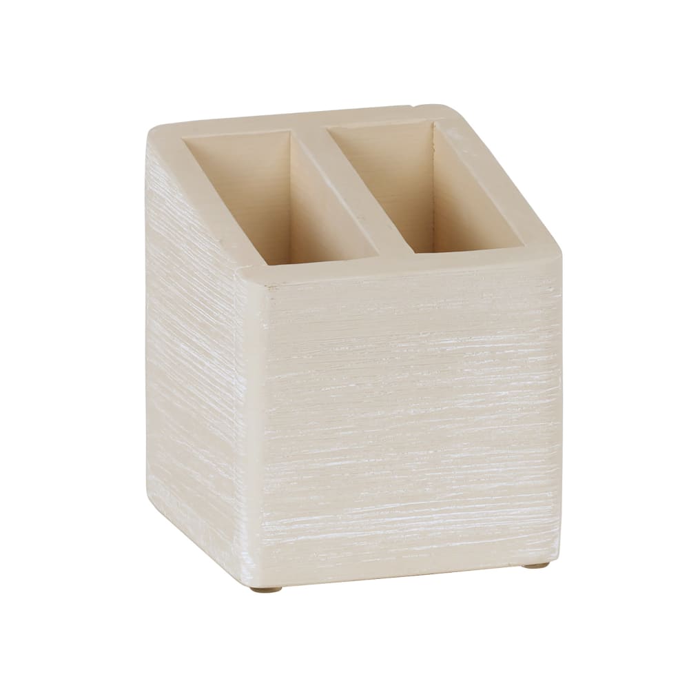 Cal-Mil 22429-113 2 Compartment Stir Stick Straw Holder - 5" x 5" x 5 1/2", White-Washed