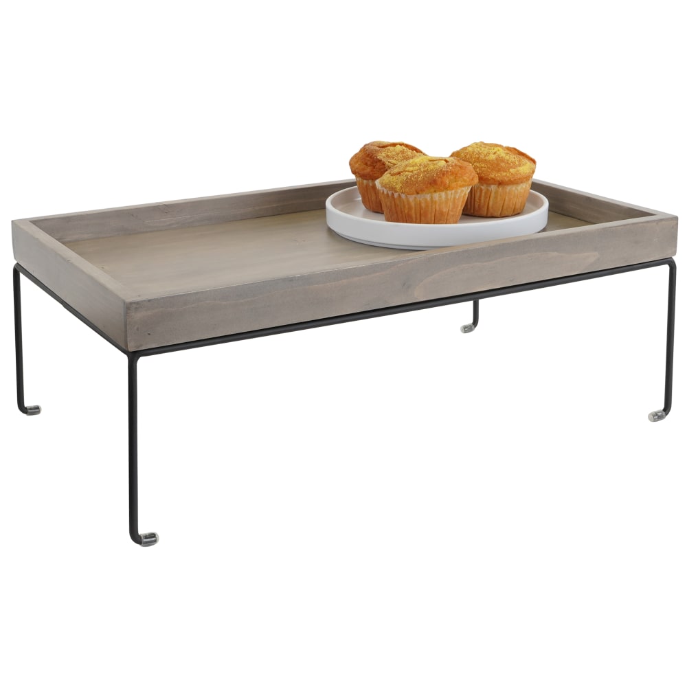 Cal-Mil 22432-7-110 Rectangular Display Riser - 20" x 12" x 7 1/2", Gray Washed Oak Wood/Wire Frame