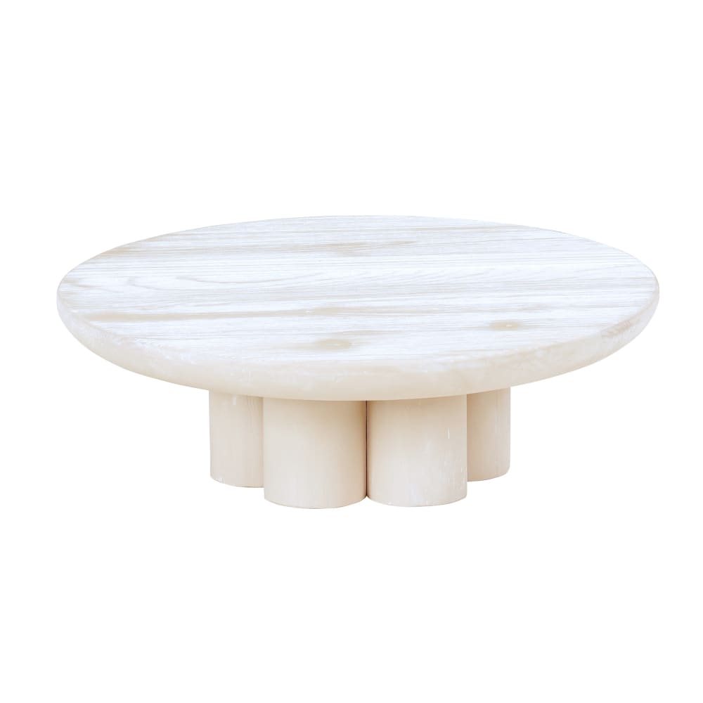 Cal-Mil 22453-4-113 12" Round Pedestal Riser - 4"H, Pine Wood, White-Washed