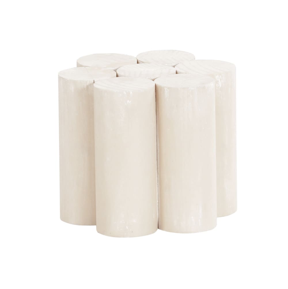 Cal-Mil 22453-5BASE 6" Round Pedestal Riser - 5"H, Pine Wood, White-Washed
