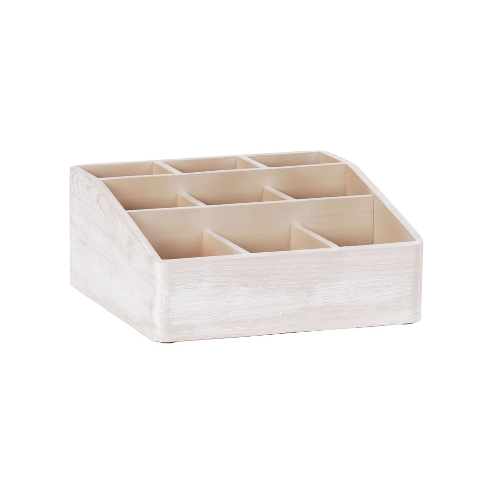 Cal-Mil 22456-113 Condiment Organizer w/ (9) Bins, 12" x 12" x 5 1/2"H, White-Washed