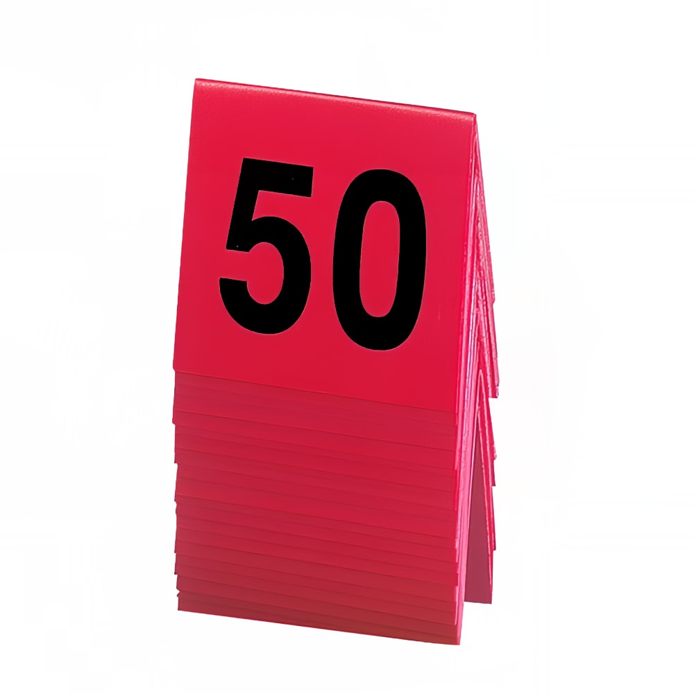 Cal-Mil 226-1 Tabletop Number Tents - #26 50, 3" x 3", Red/Black