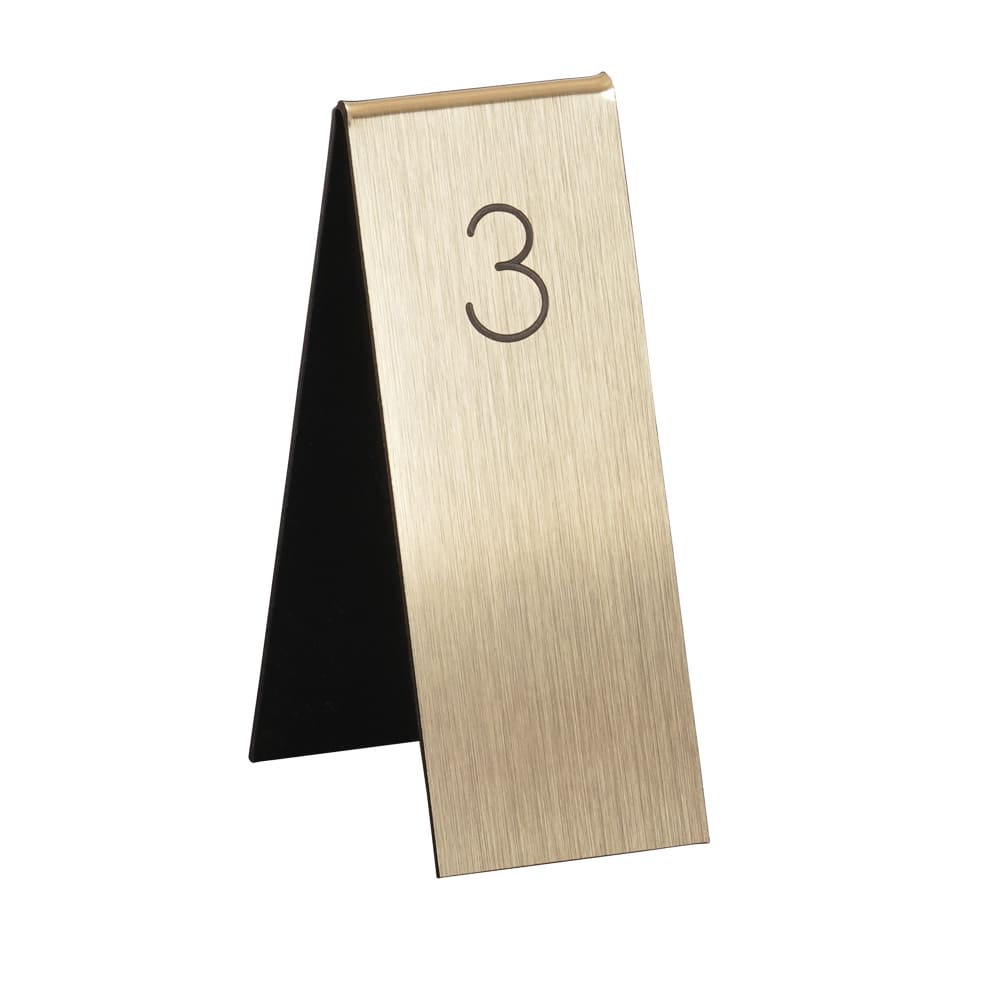 Cal-Mil 22623-11 1 3/4" Tabletop Number Tent - Any Number Sequence, Gold/Black