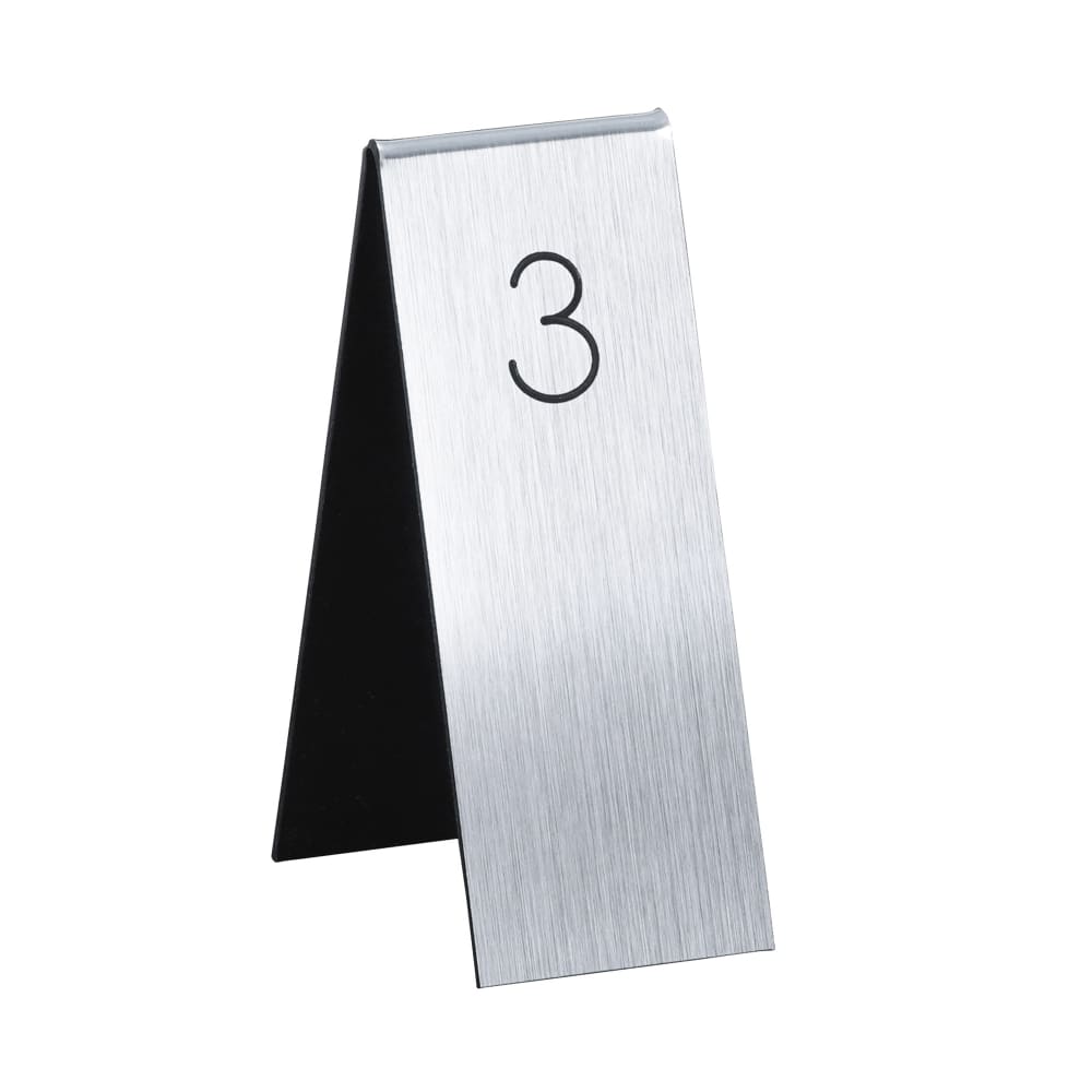 Cal-Mil 22623A-10 Tabletop Number Tents - #1-25, 1 3/4" x 5", Silver/Black