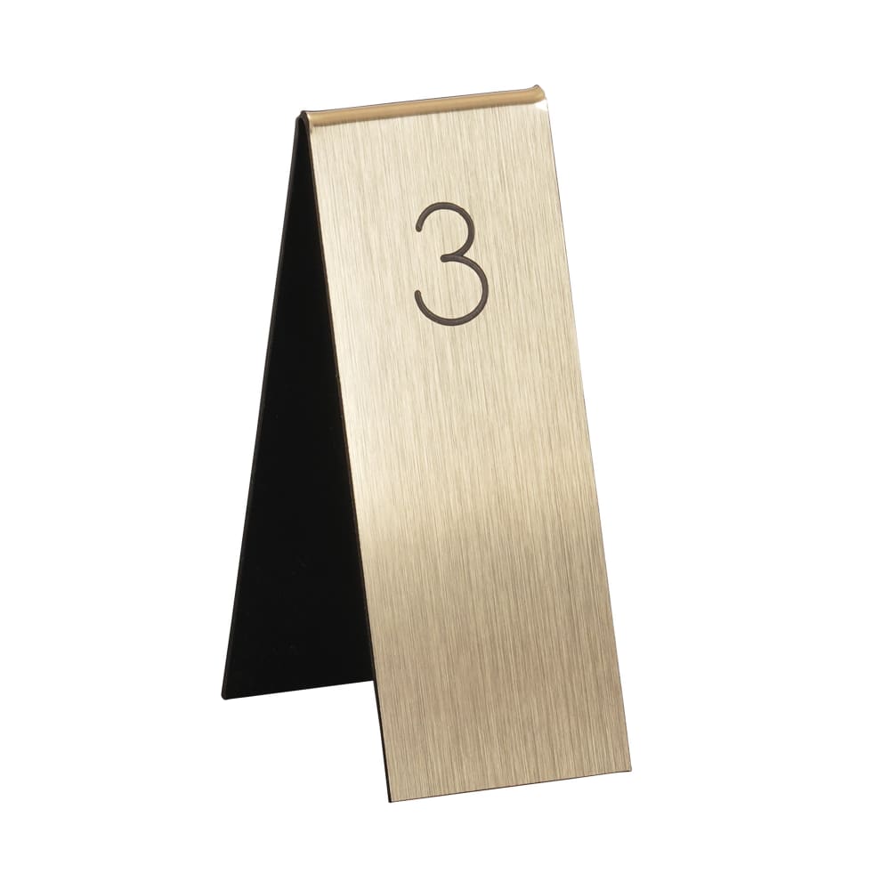 Cal-Mil 22623A-11 Tabletop Number Tents - #1-25, 1 3/4" x 5", Gold/Black