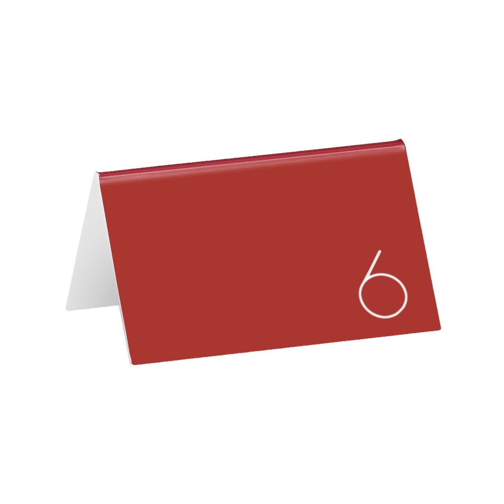 Cal-Mil 22625A-1 Tabletop Number Tents - #1-25, 5" x 3 1/2", Red/White