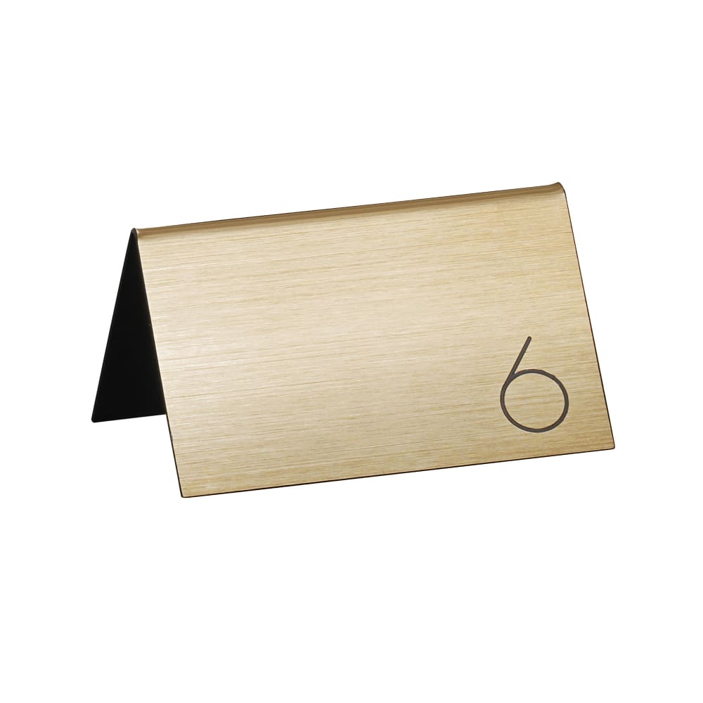 Cal-Mil 22625A-11 Tabletop Number Tents - #1-25, 5" x 3 1/2", Gold/Black