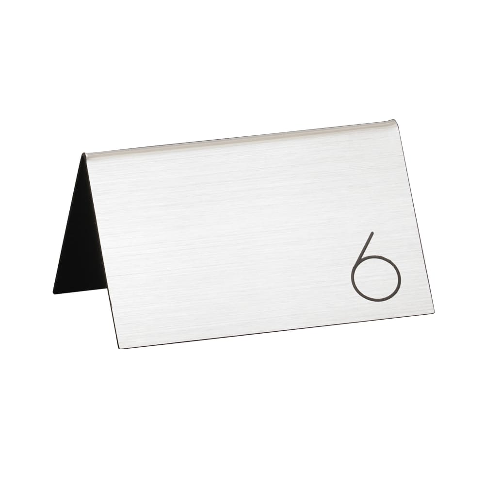 Cal-Mil 22625B-10 Tabletop Number Tents - #26-50, 5" x 3 1/2", Silver/Black