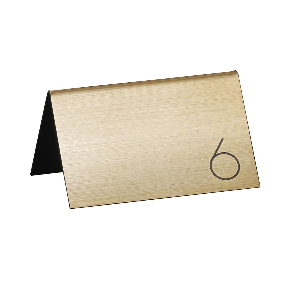 Cal-Mil 22625B-11 Tabletop Number Tents - #26-50, 5" x 3 1/2", Gold/Black