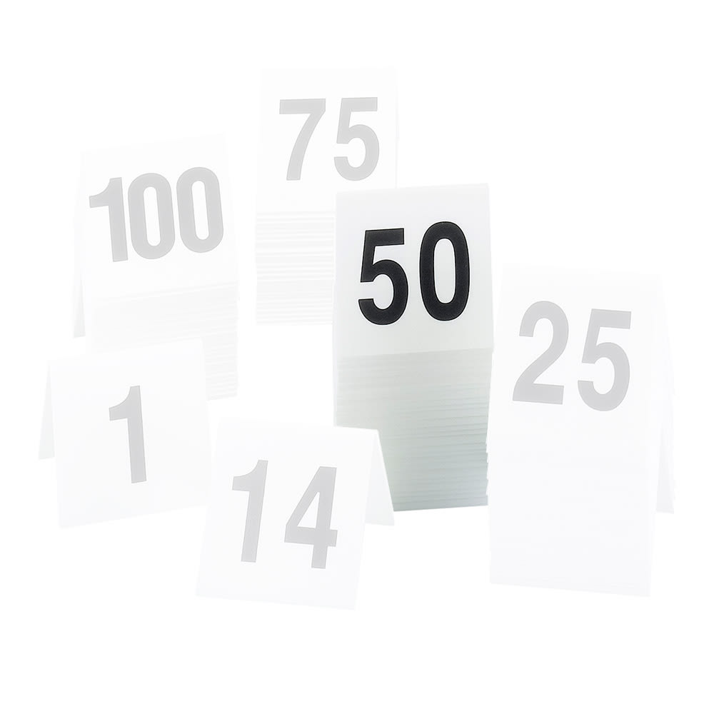Cal-Mil 227-1 Tabletop Number Tents - #26 50, 3" x 3", White/Black