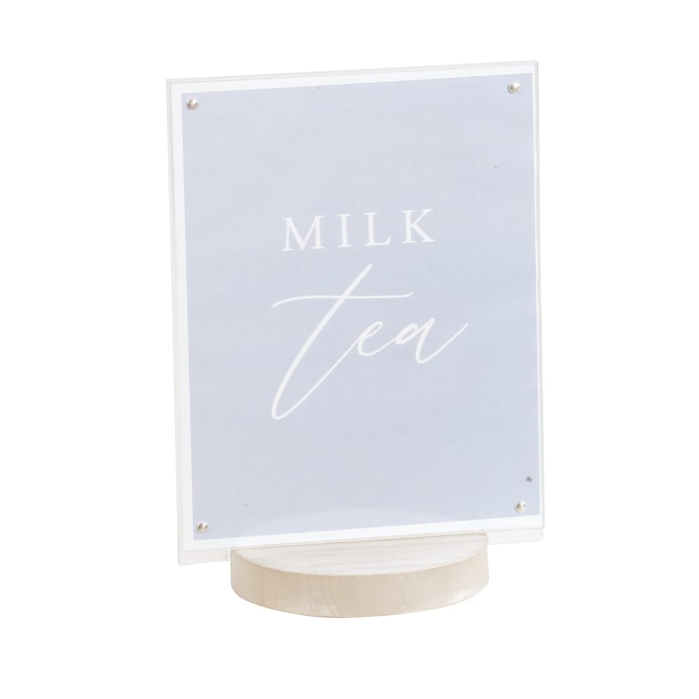 Cal-Mil 22801-811-113 11" Tabletop Sign Holder - Pine Wood, White-Washed