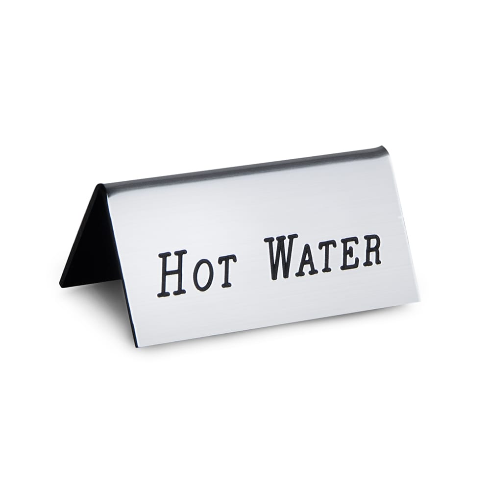 Cal-Mil 228-3-010 Hot Water Beverage Tent Sign - 3" x 1 1/2", Plastic, Silver